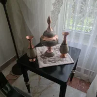 شکلات خوری و گلدان مسی