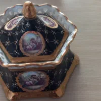 ظروف دکوری چینی سورمه ای طلاکوب|صنایع دستی و سایر لوازم تزئینی|اصفهان, کشاورزی|دیوار