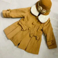 پالتو دخترانه با کلاه قرمز و کرمی برند بچگانه