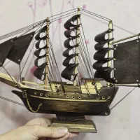 ماکت دکوری کشتی چوبی طرح بادبانی