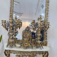 آینه و شمعدان برنز در حد نو