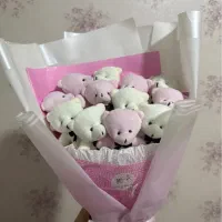 دسته گل خرس صورتی