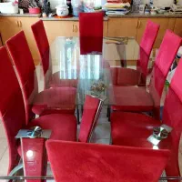 میز غذا خوری شیشه ای ۸ نفره