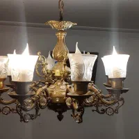 ۲ جفت لوستر برنزی|لوستر و چراغ آویز|تبریز, |دیوار