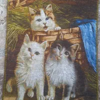 فرش دستباف سه گربه بازیگوش برجسته شده|تابلو فرش|اصفهان, سپاهان‌شهر|دیوار