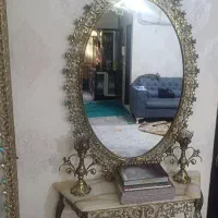 اینه و  شمعدان  کاملا برنز