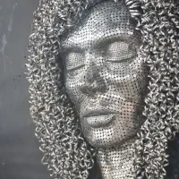 مجسمه فلزی صورت دیواری آهنی مجسمه چهره فلزی دستساز