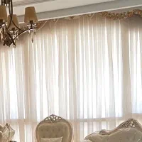 پرده حریر با آستری و دو رویه مخملی نباتی رنگ