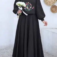 ست کت و سارافون کرپ مازراتی اعلا با گلدوزی خاص