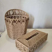 جادستمال کاغذی و سطل مکرومه