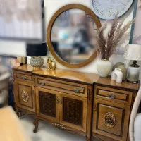 آینه کنسول مدل فرانسوی تمام روکش ۶ پایه چوبی