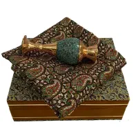 ست هدیه گلدان 20 فیروزه کوب و رومیزی ترمه