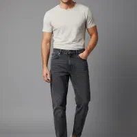 شلوار لی مام استایل مردانه رنگ ذغالی مدل زارا