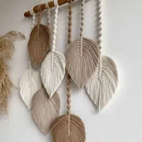 دیوارکوب برگ با نخ و چوب طبیعی ۵۰×۷۰