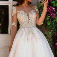 لباس عروس اروپایی حریر کد ۱۴۰۱ مزون مطهره