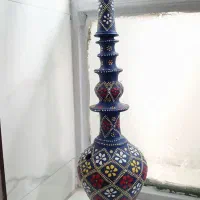 قلیون سفالی طرح دار آبی رنگ جنس قدیمی