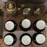 ست چای و قهوه خوری طلایی مشکی پذیرایی لوکس|ظروف سرو و پذیرایی|تهران, شهرک چیتگر|دیوار