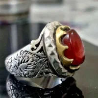 انگشتر عقیق یمن کمیاب دست ساز قلم کاری شده