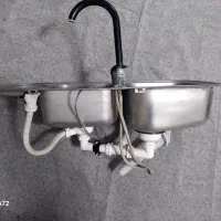 سینک ظرفشوئی دو قلو استیل به همراه شیر آب|مصالح و تجهیزات ساختمان|تهران, قصر فیروزه ۱|دیوار