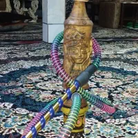 قلیون ننو با تمام وسایل با تنه چوبی رخ دار