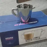 لیوان قهوه خوری و پیش دستی نو