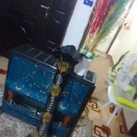 گلدان بلندمشکی باگل های چندرنگه همشون ۳۰۰|گل مصنوعی|الوند, |دیوار