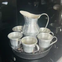 فروش یک دست پارچ و لیوان روحی همراه سینی طرح مرمر|ظروف سرو و پذیرایی|جوانرود, |دیوار