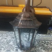 چراغ دیواری حیاطی فلزی شیشه ای رنگ مسی تعداد