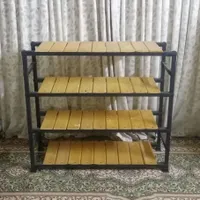 قفسه دکوراتیو 4 طبقه چوب و فلز شیک و|بوفه، ویترین، کنسول|فولادشهر, A2|دیوار