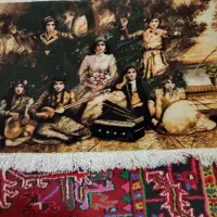 98/64تابلو نوازندگان دستبافت قدیمی رج50 چله ابریشم