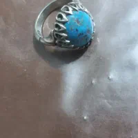 نقره با نگین فیروزه اصل با مهر امضا
