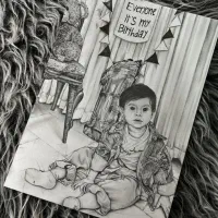 طراحی سیاه قلم نقاشی روی بوم نقاشی روی پارچه|تابلو، نقاشی، عکس|مشهد, چهارچشمه|دیوار