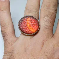 انگشتر نقره عقیق حکاکی شده طبیعی