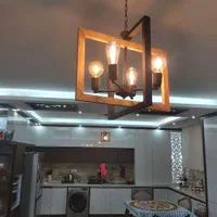 لوستر مدرن چوب فلز