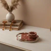 ست سینی و جا شمعی اکسسوری سنگی دکوری