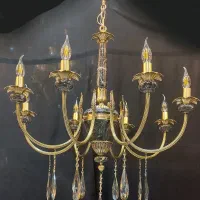 تولیدی لوستر رستمی .لوستر ترکیبی سنگ طبیعی و برنز|لوستر و چراغ آویز|هشتگرد, شهرک اداری|دیوار