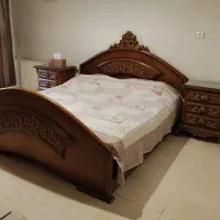 سرویس خواب دو نفره چوبی منبت کاری شده بدون تشک