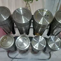 استند جا ادویه استیل شیشه سالم