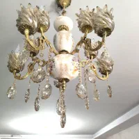 دوعددلوستربرنجی وسرامیک پنج شاخه|لوستر و چراغ آویز|فردیس, شهرک شهید حسینی|دیوار