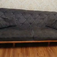 مبل ۸ نفره پایه چوب طوسی تیره
