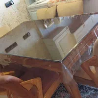 میز ناهار خوری ۶ نفره با شیشه ۶ میل با پارچه ترک|مبلمان خانگی و میز عسلی|تهران, کوهک|دیوار