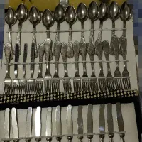 ست قاشق و چنگال ایتالیایی جنس نیکل ۸۰۰ قدمت ۹۰ سال