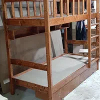 تخت دو طبقه نردبانی تمام چوب کد۰۲۷|تخت و سرویس خواب|تهران, جوانمردان (اندیشه)|دیوار