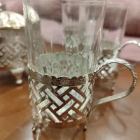 انگاره سیلور چایخوری با استکانهای فرانسه اصل|ظروف سرو و پذیرایی|تهران, هروی|دیوار
