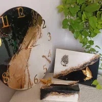 ساعت های دستساز رزینی با بیس چوبی|ساعت دیواری و تزئینی|شوش, |دیوار