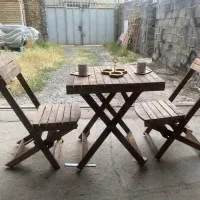 صندلی و میز تاشو چوبی