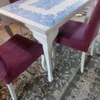 میز و صندلی رنگ سفید غذا خوری ۳ نفره شیشه ۱۰ میل|میز و صندلی غذاخوری|تهران, خانی آباد نو شمالی|دیوار