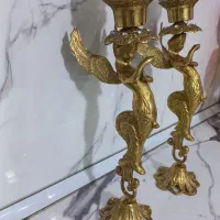 یک جفت شمعدان برنز فرشته