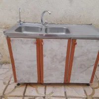 سینک ظرفشویی با کابینت ودو عدد شیر