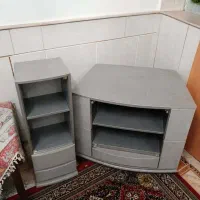 میز تلویزیون و دکور چرم و چوب سیلور